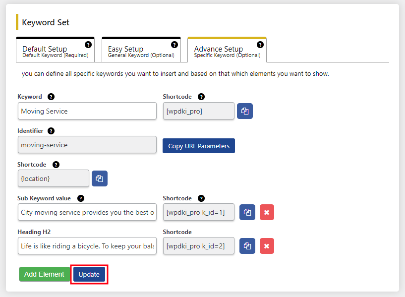 update keyword set-wpdkipro